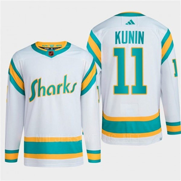 Men's San Jose Sharks #11 Luke Kunin White 2022 Reverse Retro Primegreen Jersey