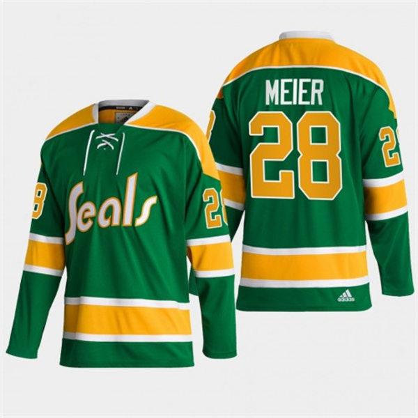 Men's California Golden Seals #28 Timo Meier adidas Green Team Classics Jersey