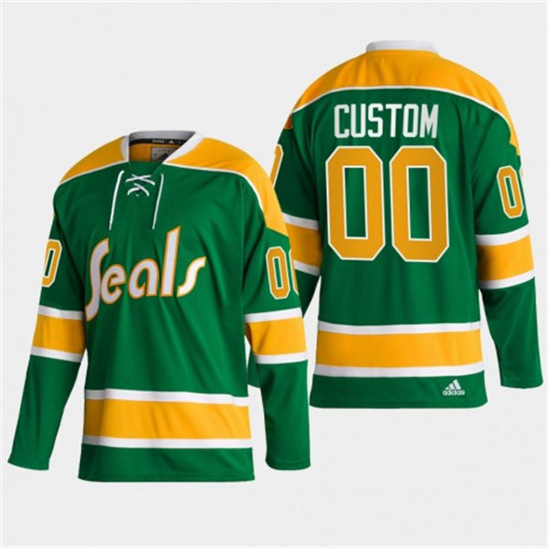 Men's California Golden Seals Custom adidas Green Team Classics Jersey