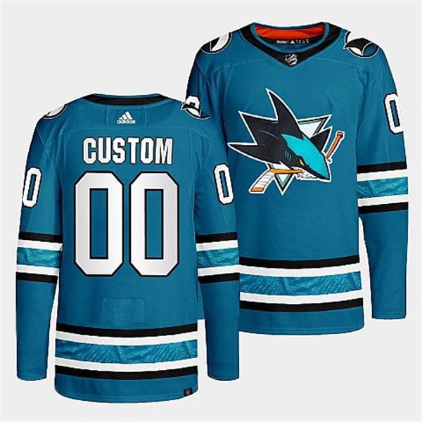 Mens Youth San Jose Sharks Custom Adidas 2022-23 Uniform Green Home Jersey