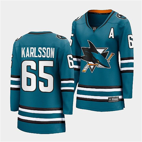 Womens San Jose Sharks #65 Erik Karlsson 2022-23 Teal Home Jersey