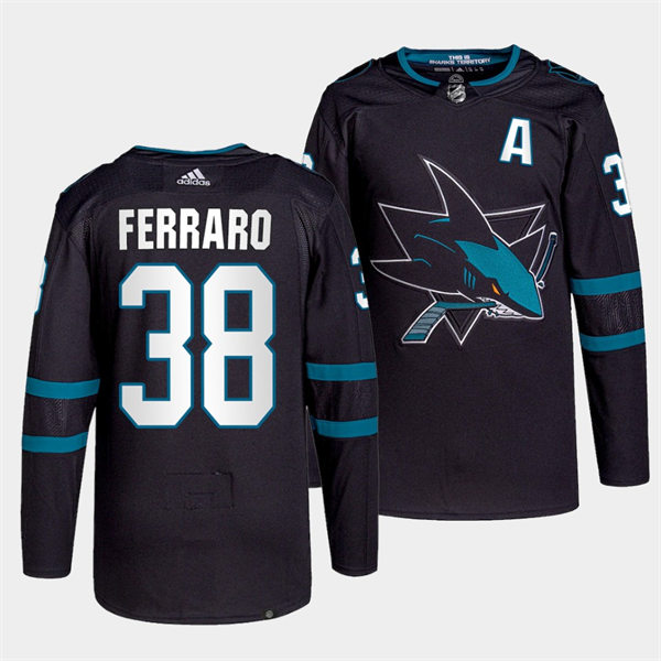 Mens San Jose Sharks #38 Mario Ferraro Black Alternate Third Jersey