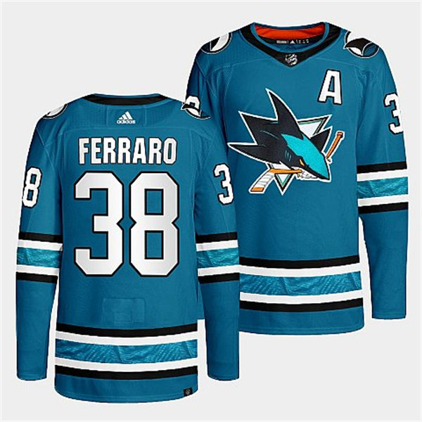 Mens San Jose Sharks #38 Mario Ferraro 2022-23 Teal Home Authentic PlayerJersey