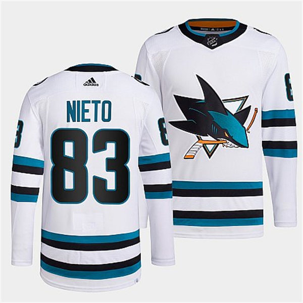 Mens San Jose Sharks #83 Matt Nieto 2022-23 White Away Authentic Player Jersey