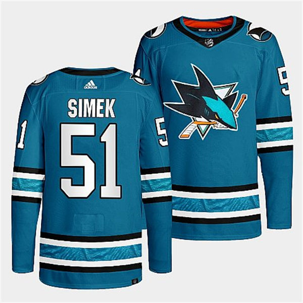 Mens San Jose Sharks #51 Radim Simek 2022-23 Teal Home Authentic Player Jersey