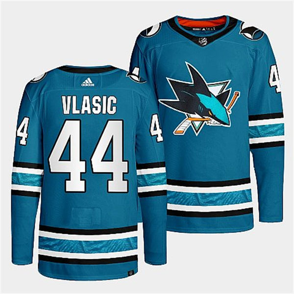 Mens San Jose Sharks #44 Marc-Edouard Vlasic 2022-23 Teal Home Authentic Player Jersey