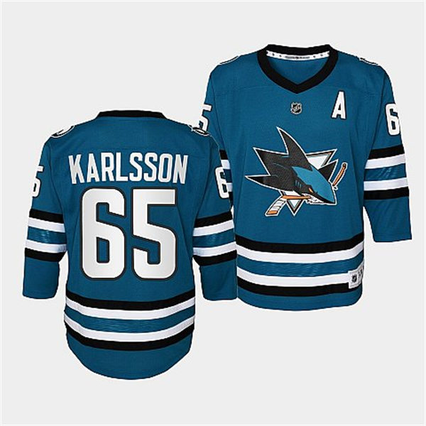 Youth San Jose Sharks #65 Erik Karlsson 2022-23 Teal Home Jersey