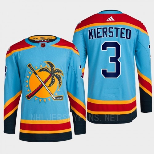 Men's Florida Panthers #3 Matt Kiersted Light blue 2022 Reverse Retro Primegreen Jersey