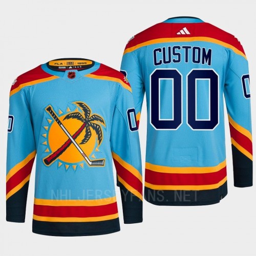 Men's Youth Florida Panthers Custom Light blue 2022 Reverse Retro Primegreen Jersey