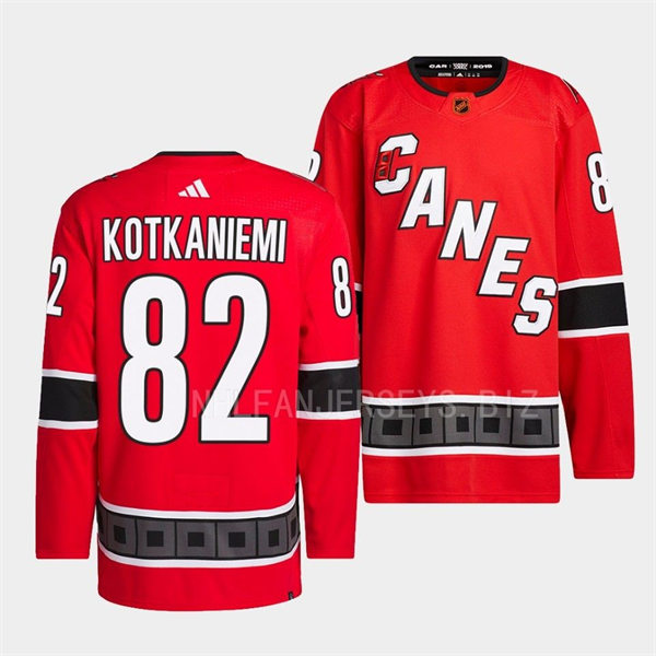 Men's Carolina Hurricanes #82 Jesperi Kotkaniemi Red 2022 Reverse Retro Primegreen Jersey