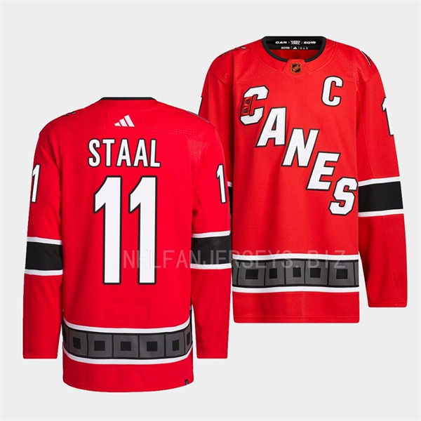 Men's Carolina Hurricanes #11 Jordan Staal Red 2022 Reverse Retro Primegreen Jersey