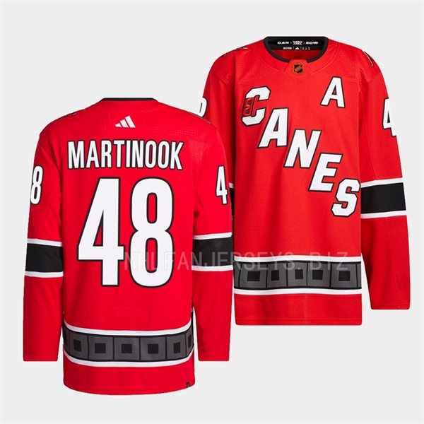 Men's Carolina Hurricanes #48 Jordan Martinook Red 2022 Reverse Retro Primegreen Jersey