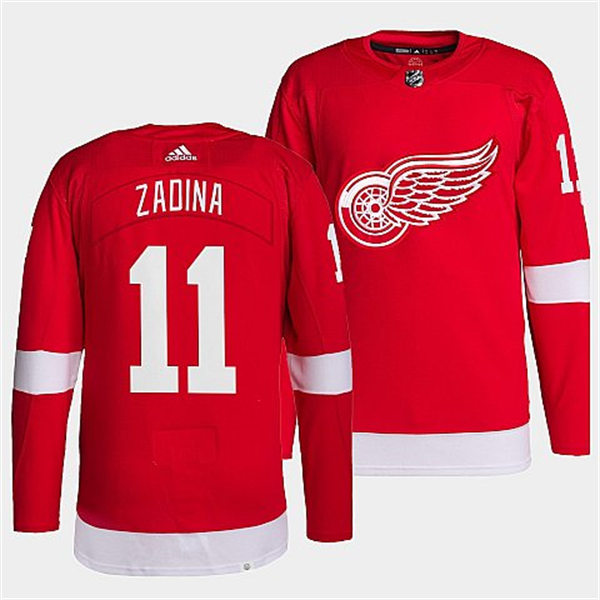 Men's Detroit Red Wings #11 Filip Zadina Adidas Home Red Player Jersey