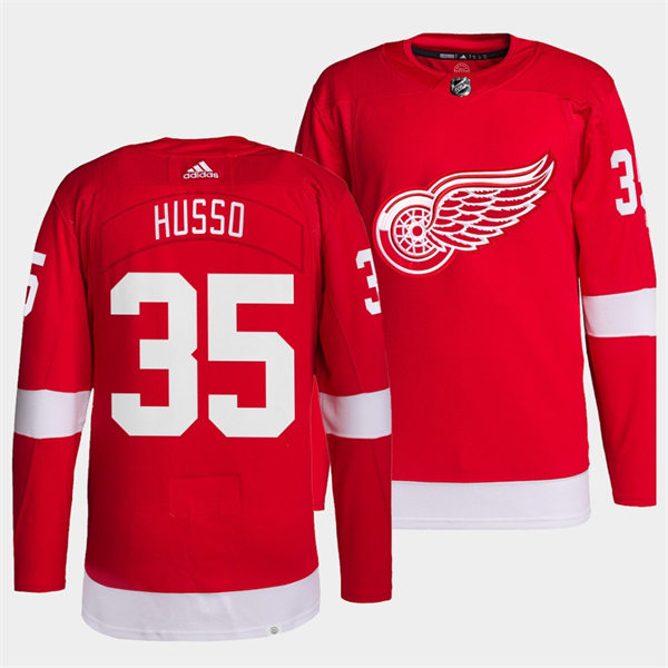 Men's Detroit Red Wings #35 Ville Husso Adidas Home Red Player Jersey