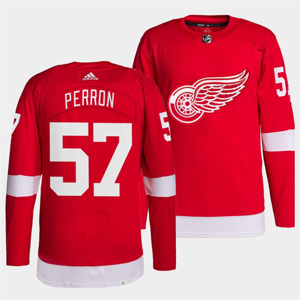 Men's Detroit Red Wings #57 David Perron Adidas Home Red Player Jersey