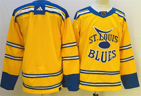 Mens St. Louis Blues Blank Yellow 2022 Reverse Retro Primegreen Team Jersey