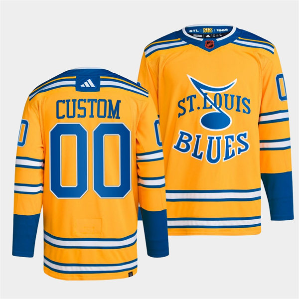 Mens St. Louis Blues Custom Yellow 2022 Reverse Retro Primegreen Jersey