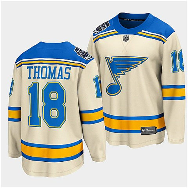 Mens St. Louis Blues #18 Robert Thomas Cream 2022 Winter Classic Edition Jersey