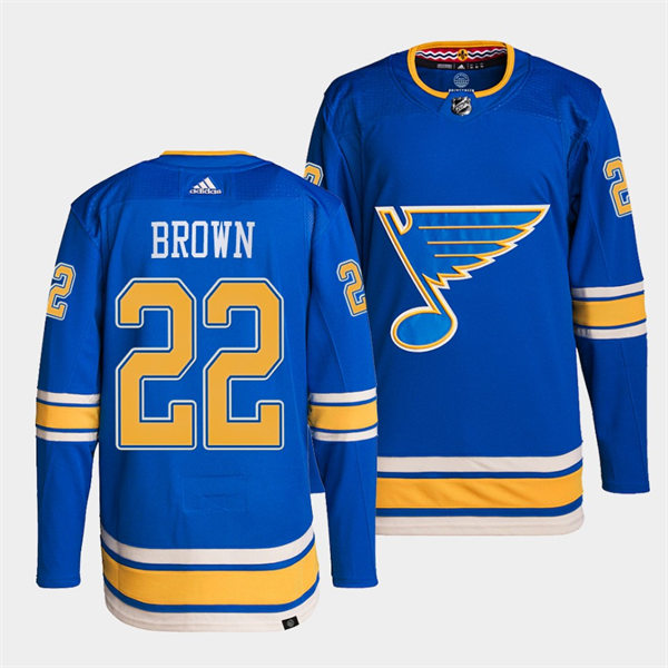 Mens St. Louis Blues #22 Logan Brown Light Blue Alternate Player Jersey