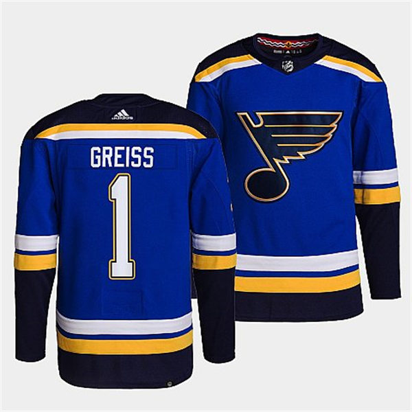 Mens St. Louis Blues #1 Thomas Greiss Home Blue Player Jersey
