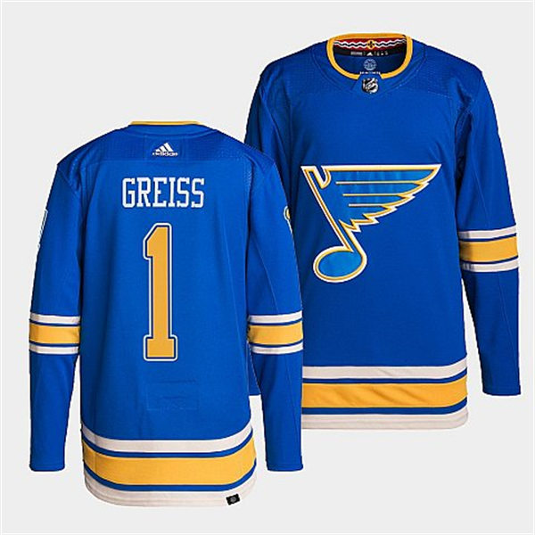 Mens St. Louis Blues #1 Thomas Greiss Light Blue Alternate Player Jersey