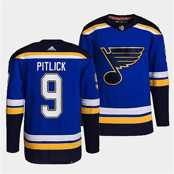 Mens St. Louis Blues #9 Tyler Pitlick Home Blue Player Jersey