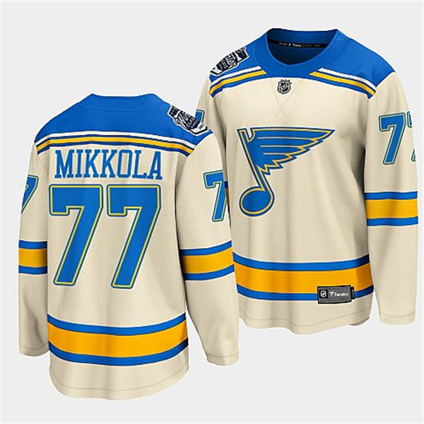 Mens St. Louis Blues #77 Niko Mikkola Cream 2022 Winter Classic Edition Jersey