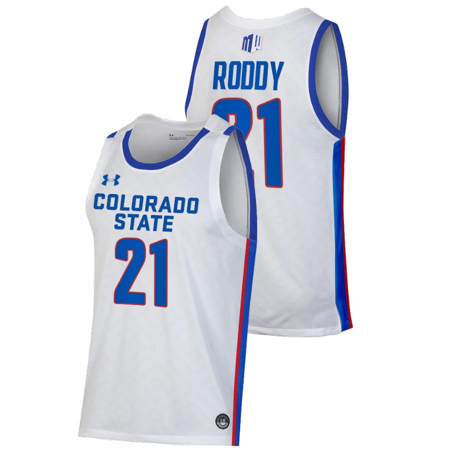 Mens Youth Colorado State Rams #21 David Roddy 2022 White Pride College Basketball Jersey