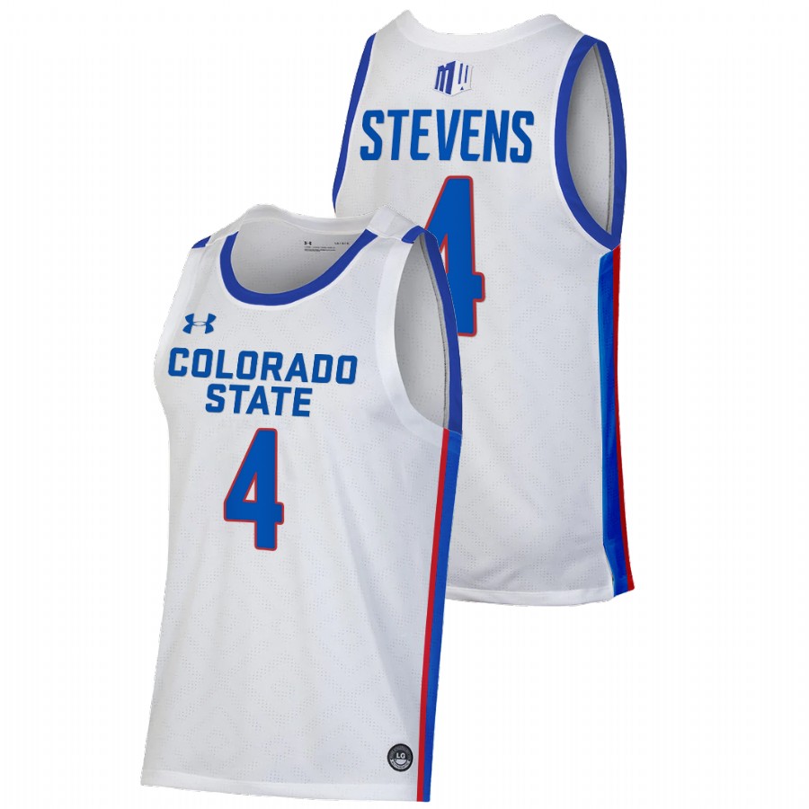 Mens Youth Colorado State Rams #4 Isaiah Stevens 2022 White Pride College Basketball Jersey