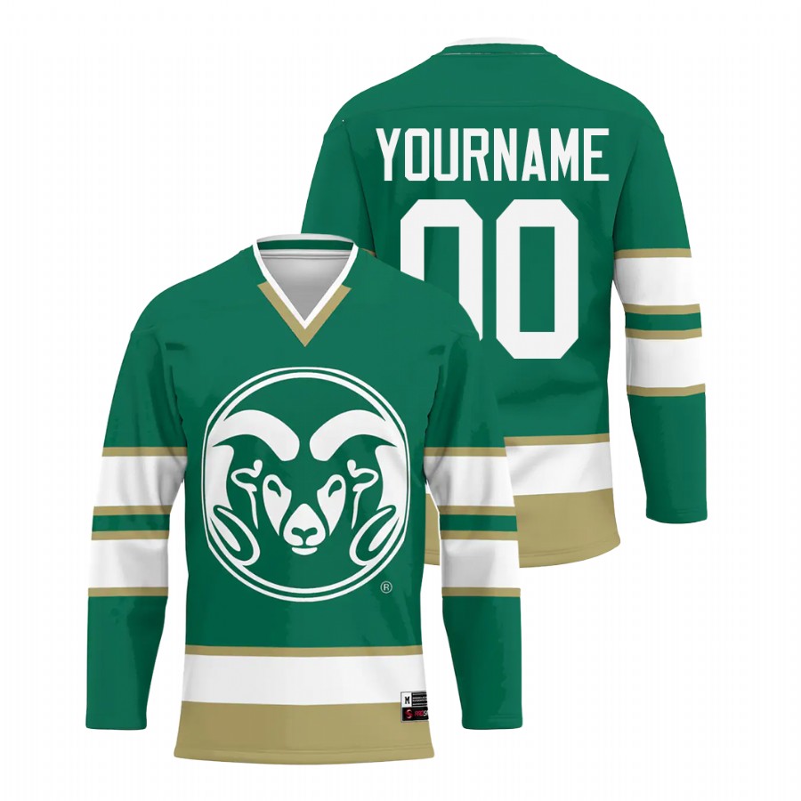 Mens Colorado State Rams Green College Hockey Jersey