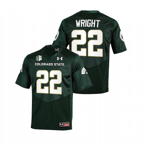 Mens Youth Colorado State Rams #22 Dante Wright Green College Football Game Jersey