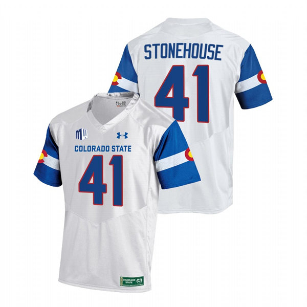 Mens Youth Colorado State Rams #41 Ryan Stonehouse White 2022 State Pride Football Jersey