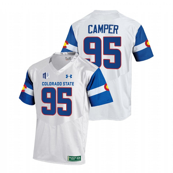 Mens Youth Colorado State Rams #95 Cayden Camper White 2022 State Pride Football Jersey