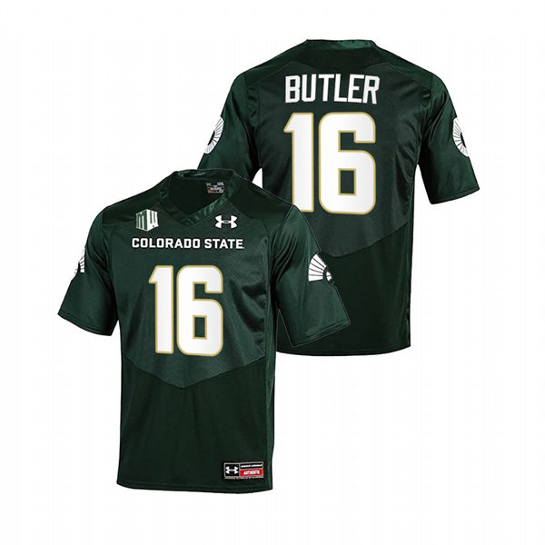 Mens Youth Colorado State Rams #16 Cam Butler Green College Football Game Jersey
