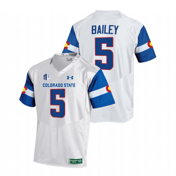 Mens Youth Colorado State Rams #5 David Bailey #White 2022 State Pride Football Jersey