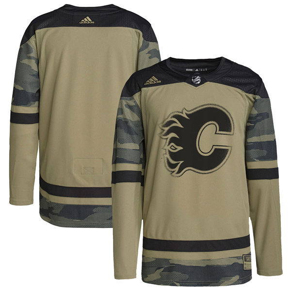 Men's Calgary Flamess Custom adidas Camo Military Appreciation Authentic Practice Jersey