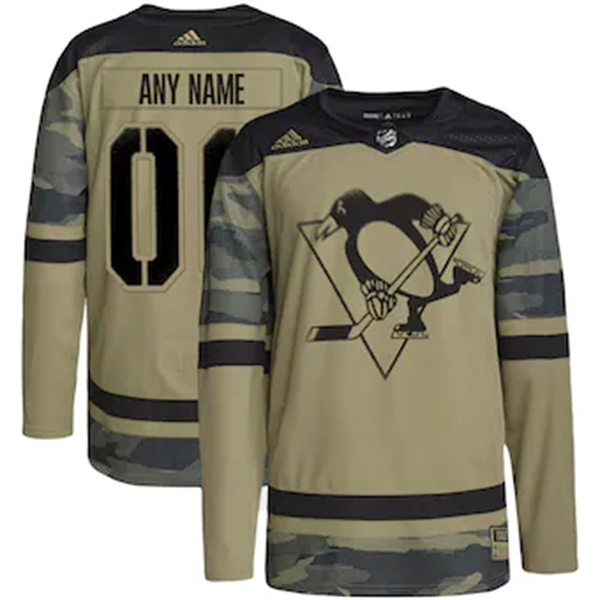 Men's Pittsburgh Penguins Custom adidas Camo Military Appreciation Authentic Practice Jersey