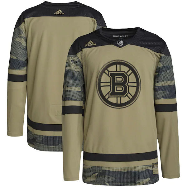 Men's Boston Bruins Custom adidas Camo Military Appreciation Authentic Practice Jersey