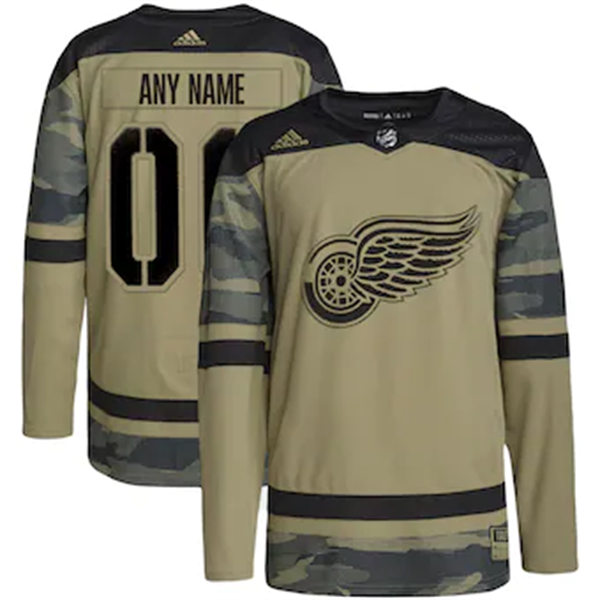 Men's Detroit Red Wings Custom adidas Camo Military Appreciation Authentic Practice Jersey