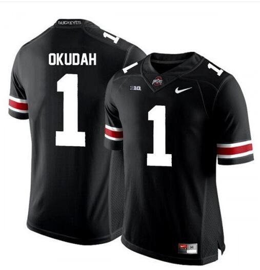Men's Ohio State Buckeyes #1 Jeffrey Okudah Black White College Football Game Jersey
