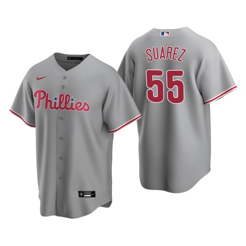 Men's Philadelphia Phillies #55 Ranger Suarez Nike Gray Road Coolbase Jersey