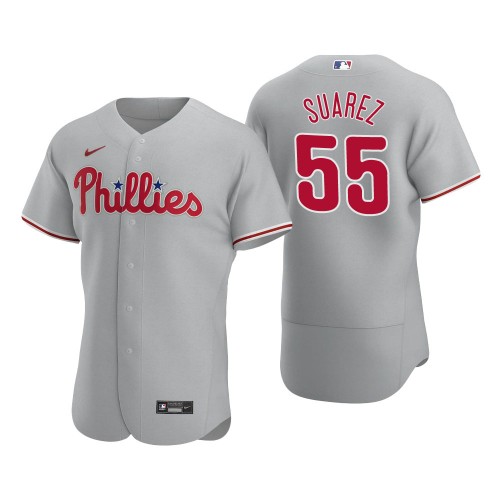 Men's Philadelphia Phillies #55 Ranger Suarez Nike Gray Road Flex base Player Jersey