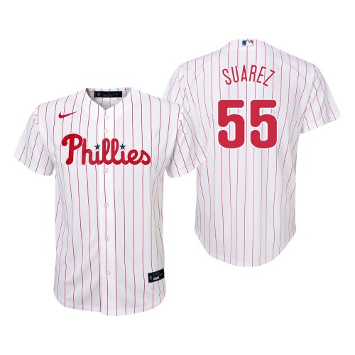 Youth Philadelphia Phillies Ranger Suarez Nike White Pinstripe Home Coolbase Jersey