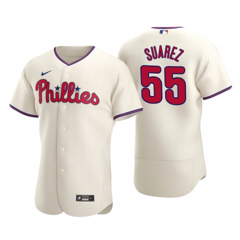 Men's Philadelphia Phillies #55 Ranger Suarez Nike Cream Alternate Flex base Player Jersey