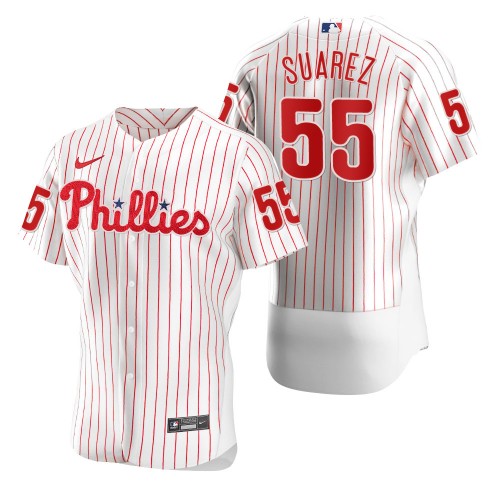 Men's Philadelphia Phillies #55 Ranger Suarez Nike White Pinstripe Home Flexbase Player Jersey