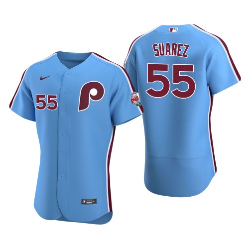 Men's Philadelphia Phillies #55 Ranger Suarez Nike Light Blue Alternate Flexbase Player Jersey