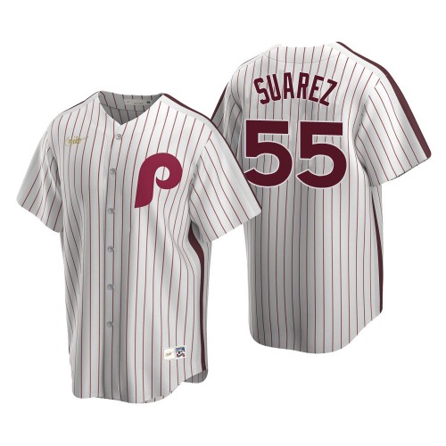 Men's Philadelphia Phillies #55 Ranger Suarez Nike White Pinstripe Cooperstown Collection Jersey