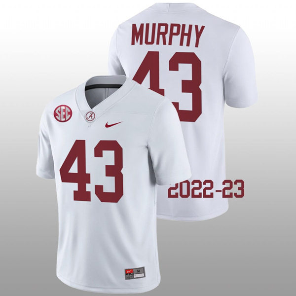 Mens Youth Alabama Crimson Tide #43 Shawn Murphy White College Football Game Jersey