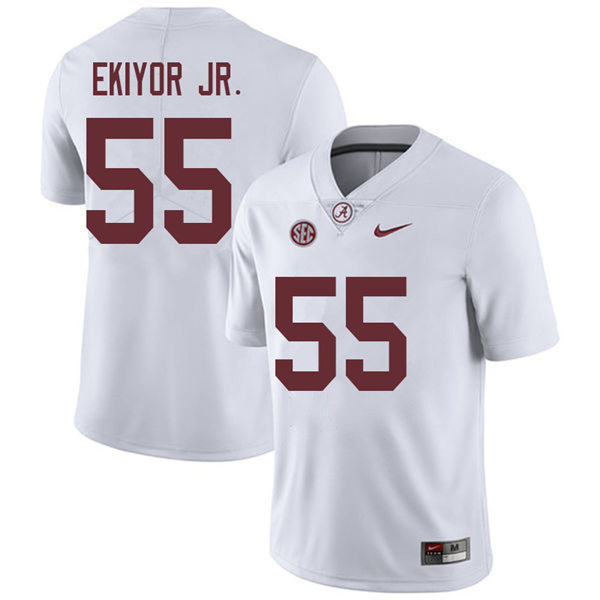 Mens Youth Alabama Crimson Tide #55 Emil Ekiyor Jr. White College Football Game Jersey