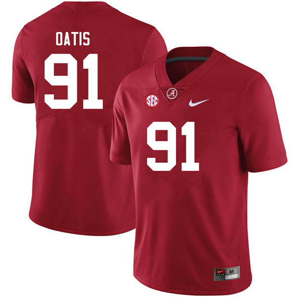 Mens Youth Alabama Crimson Tide #91 Jaheim Oatis Crimson College Football Game Jersey